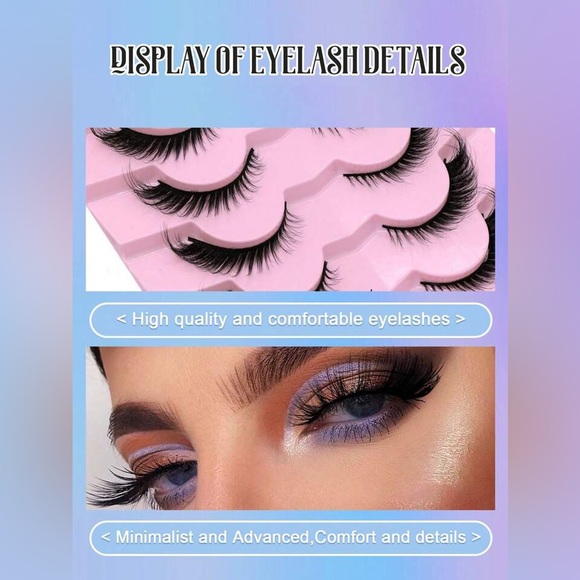 🖤👁️ 5 Pairs Faux Mink Cat Eye Effect Lashes 👁️🖤 Brand New in Packet - Picture 6 of 11